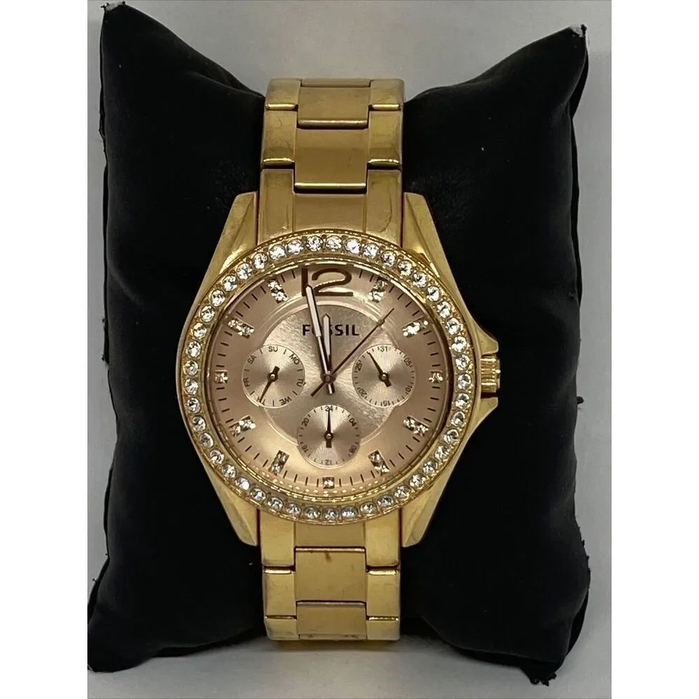 Fossil Riley ES2811 Women's Rose Gold Stainless Steel Analog Dial Watch JK668